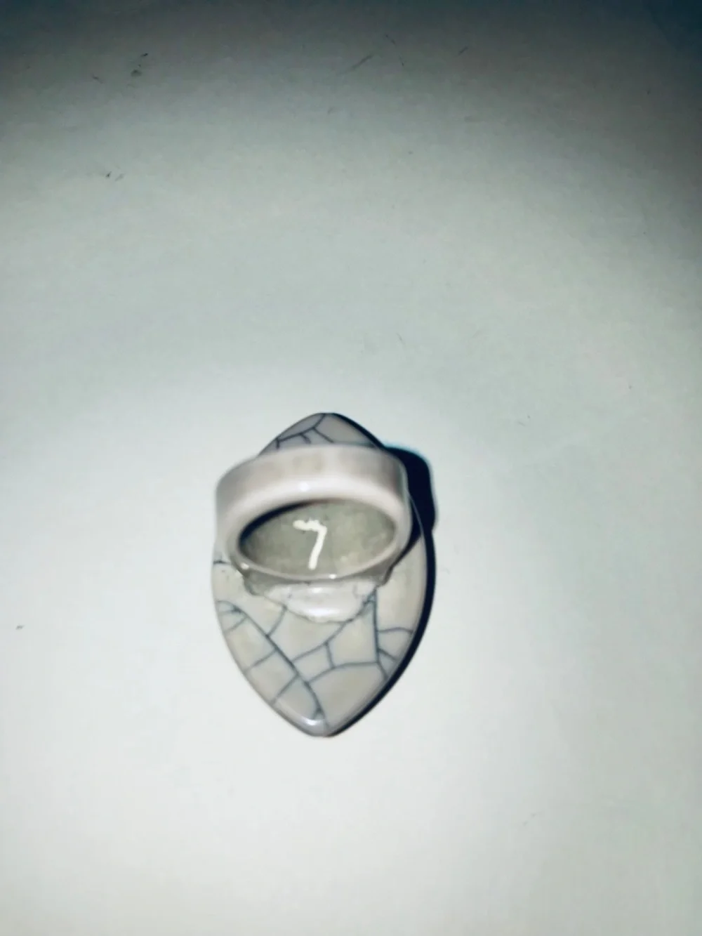Statement Cocktail Ring Diamond Shaped Grey Blue Cracked Resin Sz 7 Geometric